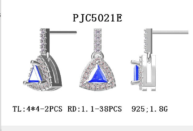 Sterling Silver Semi Mount Earrings Setting Trillion TL 4X4mm